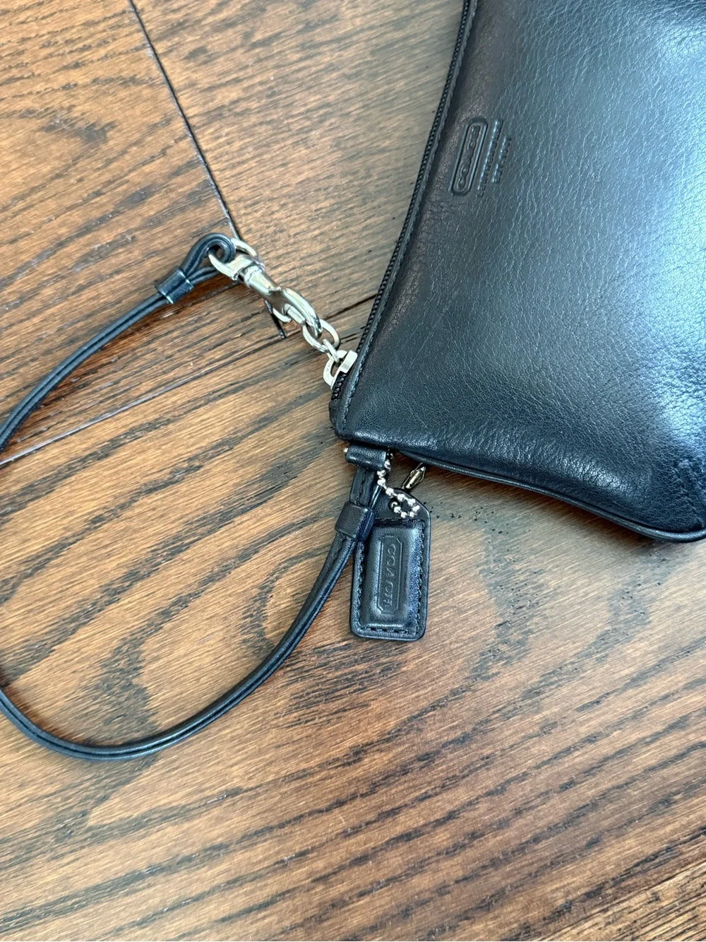 Coach Y2K 2000s Black Leather Wristlet